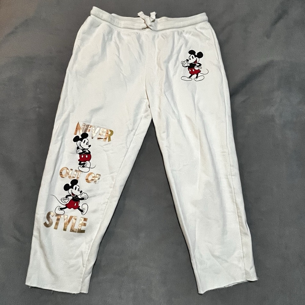 Disney Mickey Mouse Sweatpants Never Out Of Style Cream Disney XXL (19) Cut Off